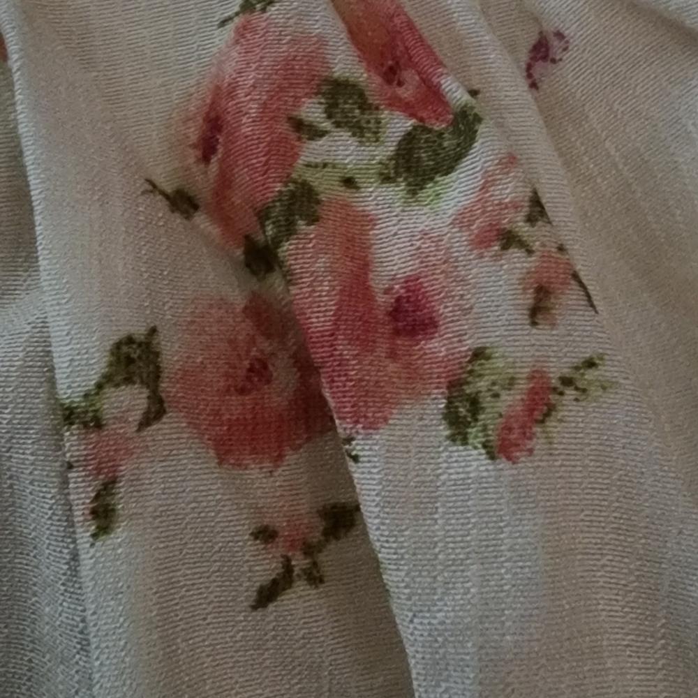 Blu Pepper Cream Spaghetti-Strap Tiered Dress with Pink Floral Print Women's Med - Picture 4 of 4